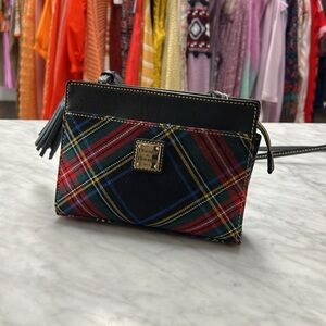 Dooney & Bourke Black and Red Tartan Plaid Kenzie Crossbody Handbag